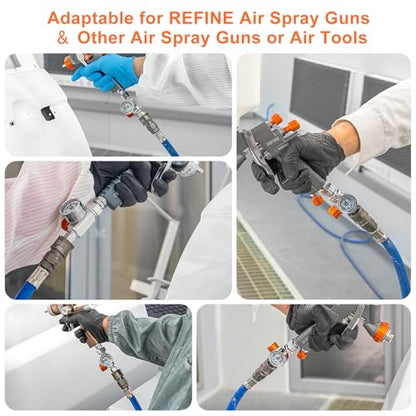 REFINE Air Pressure Regulator with Gauge 1/4" NPS for Paint Spray Guns