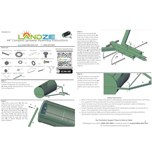 Compost Spreader 44 Inch, Peat Moss & Top Soil Roller - Landzie - size: 44 Inches