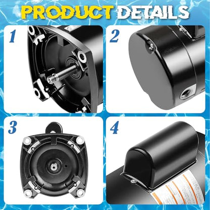 SQ1202 Pool Pump Motor 2HP 48Y Frame Fit for Century A.O.Smith Single Speed - size: 2 HP SQ1202 48Y Frame
