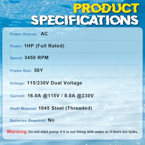 B2848 Pool Pump Motor 1HP 56Y Frame Replacement for Century A.O. Smith - size: 1 HP B2848 56Y Frame