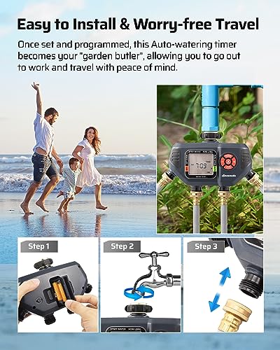 DEWENWILS Sprinkler Timer 4 Zone, with Rain Delay/Manual/AUTO Irrigation - color: 4 Zone