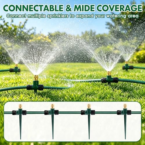 4 Pack Heavy Metal Lawn Sprinkler for Yard,360° Large Area Coverage