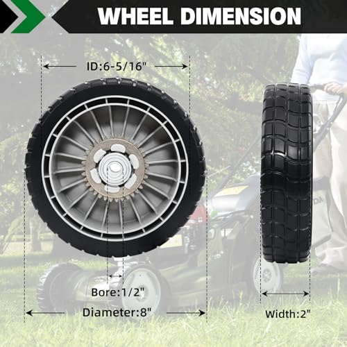 CheeMuii 2PCS HRR216 Lawn Mower Rear Wheels with Bolts for 42710-VE2-M02ZE | 8 Inch Lawn Mower Back Wheel with Bolt Replace for 42710-VE2-M02ZE Compatible with Honda Lawn Mower HRR216 HRS216 HRT216, etc - color: Gray-8IN-2REAR+2BOLT(HRR216)