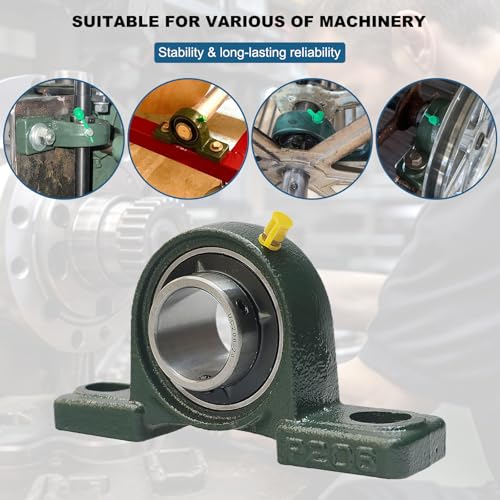 4 Pack UCP206-20 Pillow Block Mounted Ball Bearing - 1-1/4" Bore - Solid Cast Iron Base - Self Aligning (206) - size: 4, style: UCP206-20