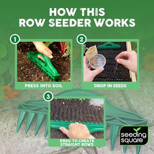 Seed Spacer Tool and Row Seeder Bundle for Raised Beds and Garden Planting. | Color-Coded Layout | Straight Lines | Even Placement | Quick Soil Imprints | Reusable | Beginner Friendly