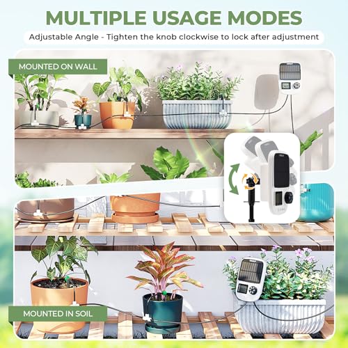 HIRALIY Solar Drip Irrigation System with Timer, Automatic Plant Watering