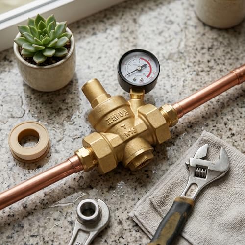LiebeWH Water Pressure Regulator 1 Inch Brass Pressure Reducing Valve Adjustable for RV Household Water Systems