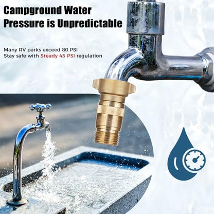 SheeChung RV High Flow Water Pressure Regulator, 40-50 PSI Pre-Set