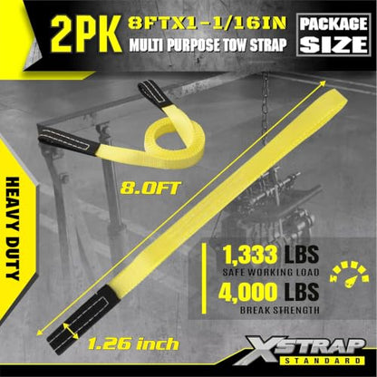 XSTRAP STANDARD 2PK 1"x8' Lift Sling Straps Wear Guard End Heavy Duty Strap - style: 2pk 1''x8ft