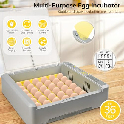 36-60 Egg Incubator with Automatic Egg Turning and Humidity Control, Chicken Egg Incubator with Digital Display, Adjustable Egg Incubators for Hatching Eggs Include Chicken Duck Quail Eggs