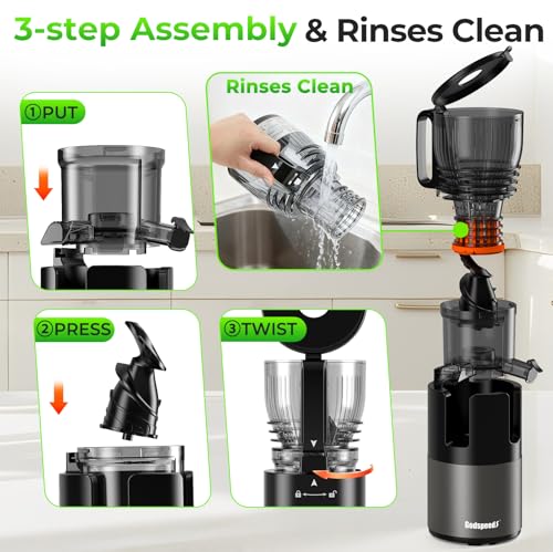 Godspeeds Juicer Machines, 6" Large Feed Chute Cold Press Juicer