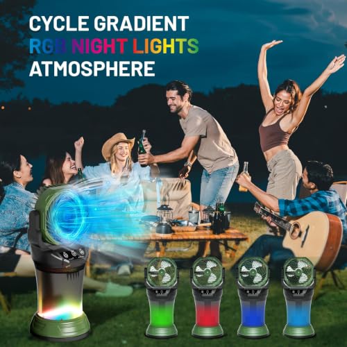 Portable Misting Fan with Remote & 30000mAh Rechargeable (Green)