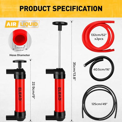 Fluid Transfer Siphon Pump for Gasoline, Multi-Use Liquid Transfer Pump, Fuel Oil Siphon Pumps, Multifunction Hand Inflation Pumps with Inflator Hose adapter, Balloon adapter - color: Multi-Use Red