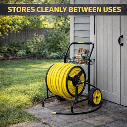 Hose Reel Cart, Hold Up to 300 ft of 5/8'', Garden Hose Cart with 2 Wheels, Heavy Duty Freestanding Water Hose Reels for Outside Garden Lawn Yard Outdoor (300ft Hose Capacity) - size: 300ft Hose Capacity