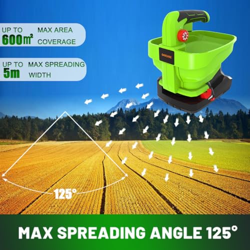 GARCARE 7.2V Cordless Seed Spreader with 3.3L Large Hopper 2.0Ah Battery