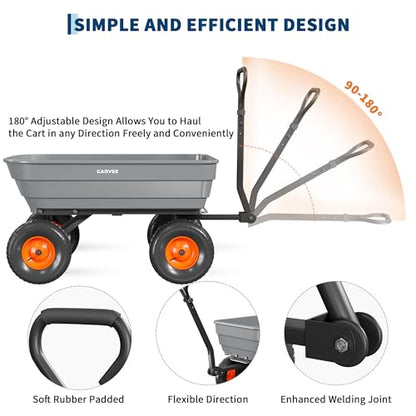 Garvee Poly Garden Dump Cart,1200lbs Wheelbarrow Yard Cart Wagon-Gray - color: Grey+orange