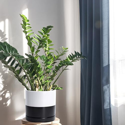 D'vine Dev 8.2 Inch Ceramic Planter Pot, Black White Two Tone, 94-O-D-L - color: Layered Monochrome Black & White, size: Medium