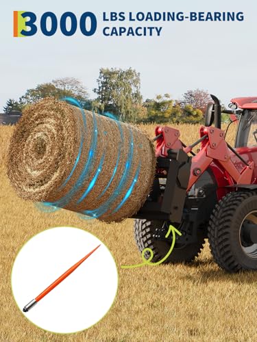 Garvee 49" Hay Spear, 3000Lbs Capacity Quick Attach Square Hay Bale Spears