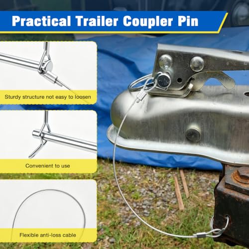 5PCS Trailer Coupler Pin, 5/16" x 2-3/4" Type-D Trailer Pins - size: 5/16"x2-3/4"*5