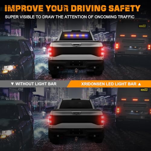 XRIDONSEN 35 inch Amber Blue Traffic Advisor Light Bar 48 LED Strobe Lights - color: Amber/Blue