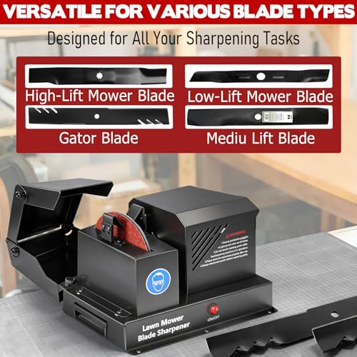 7" Lawn Mower Blade Sharpener Bench Grinder with Ceramic Wheel,Black - color: Black