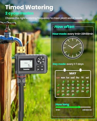2 PCS Water Timer with Brass Inlet, Water Sprinkler Timer with Rain Delay/Manual/Automatic Drip Irrigation and Lawn Watering System for Yard - size: 1 Outlet -2 Pack