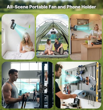 BOYISEN Magnetic Golf Cart Fan with Mister, 12000mAh Battery Portable Fan - color: Black-1 Pack+Holder