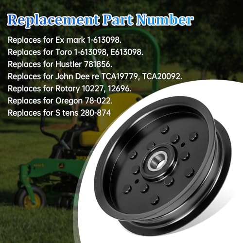 1-613098 Flat Idler Pulley Replaces T oro E613098, John Dee re TCA19779 TCA20092, H ustler 781856, O regon 78-022; Fits Ex M ark TR23KC FMD604 and John Dee re Z710A Z720A Z910A Lawn Mowers; 2 Pack - size: 1-613098_2pc