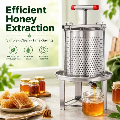 Honey Extractor Honey Press Stainless Steel Hand Crank Beekeeping Spinner