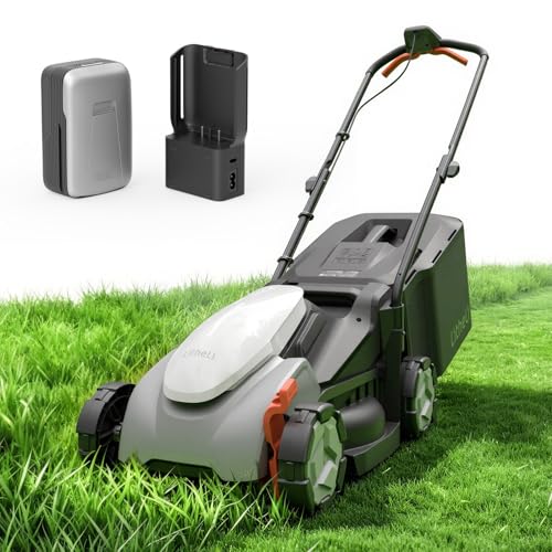 Litheli Cordless Lawn Mower 14 Inch, Brushless Motor Push Mower with Zero Maintenance, 5.0Ah Battery & Charger, Cuts up to 3000 Sq. Ft, 5-Position Height Adjustment (1-2.5 in), Lightweight Design - size: 14 Inch(1x5.0Ah & Charger)
