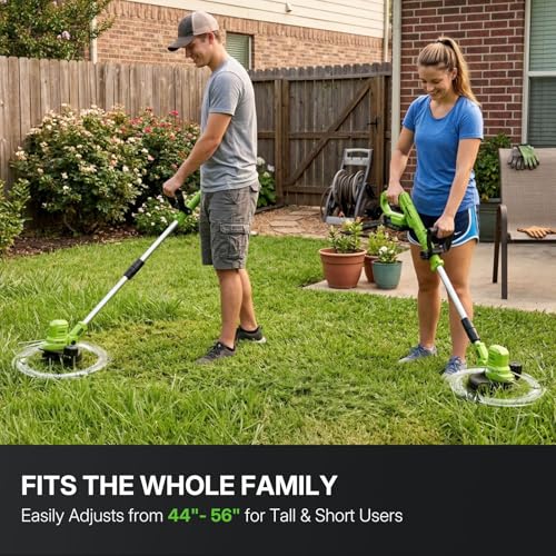 WORKIT Electric Weed Wacker Cordless, 20V Weed Eater Edger Lawn Tool - size: 12 Inch-2*2.0Ah Battery