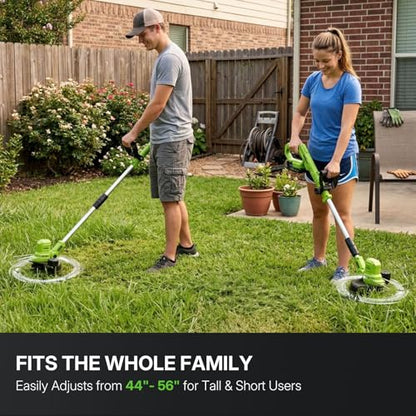 WORKIT Electric Weed Wacker Cordless, 20V Weed Eater Edger Lawn Tool - size: 12 Inch-2*2.0Ah Battery
