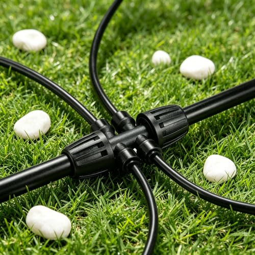 1/4“ Irrigation Tubing Kit (100 Ft), Built-in 0.5 GPH Emitters, 6” Spacing