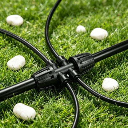 1/4“ Irrigation Tubing Kit (100 Ft), Built-in 0.5 GPH Emitters, 6” Spacing