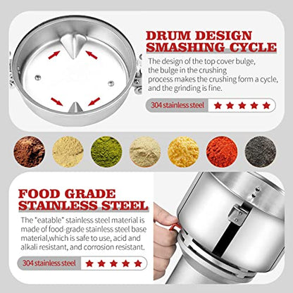 LEJIEYIN Electric herb Grinder 550g High Speed Electric Stainless Steel Spice Flour Mill Herb Grinder Powder Machine for Dry Food Grin - size: 550 g