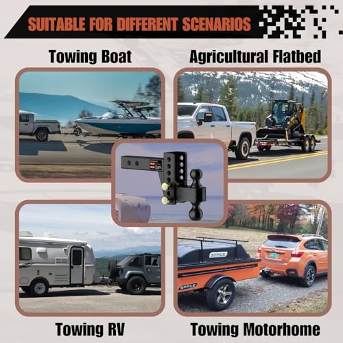 2" Adjustable Trailer Hitch, Dual Ball Hitch, 4 inch Rise/Drop - size: 4 inch