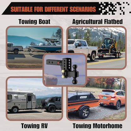 2" Adjustable Trailer Hitch, Dual Ball Hitch, 4 inch Rise/Drop - size: 4 inch