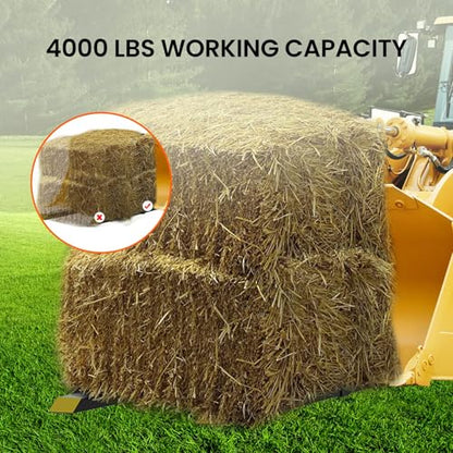 Pallet Forks 60" 4000 Lbs Max, Clamp on Tractor Bucket Forks with Adjustable Stabilizer Bar, Heavy Duty Front Loader Forks, Fork Attachment for Skid Steer,Loader Bucket