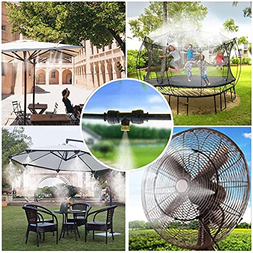 GLANT Misting Cooling System, 33FT (10M) Misting Line + 10 Brass Mist Nozzles + Brass Adapter(3/4") Outdoor Mister for Patio Garden Greenhouse Trampoline for Waterpark (33FT/10M)