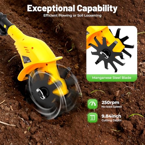 20V Cordless Electric Tiller Cultivator, 3.94" Working Width - size: 20V, 2 Blades