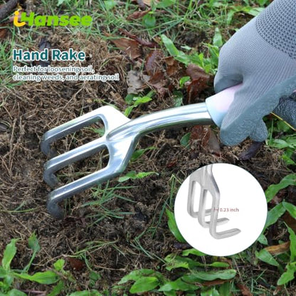 Pink Garden Tool Sets 4-Piece, Aluminum Gardening Hand Tool Kit - color: pink-4pcs