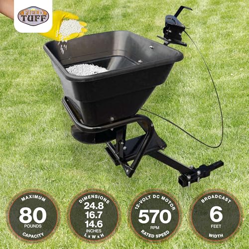 Field Tuff 12V ATV Hitch Mount Receiver 80 Pound Fertilizer Spreader (2 Pack)