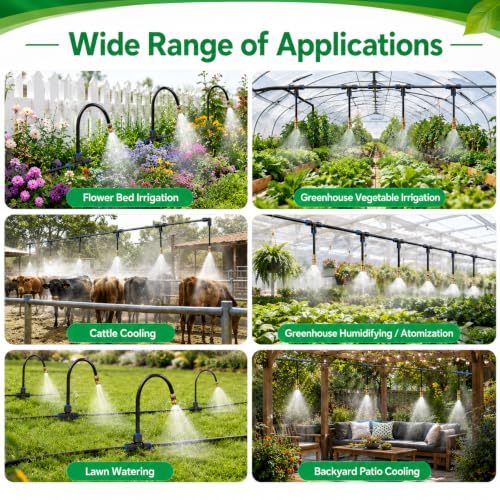 Bonviee 120FT Drip Irrigation System with Adjustable Nozzles - size: 120 feet