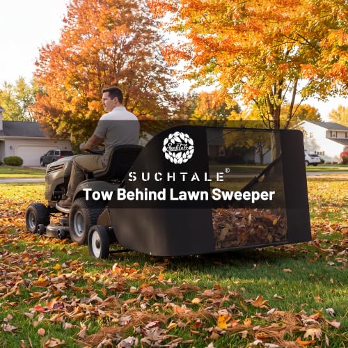 Suchtale 42 Inch Tow Behind Lawn Sweeper with 20 Cu Ft Hopper - size: 42''