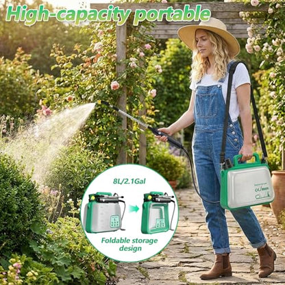 2 Gallon Battery Powered Garden Sprayer,2025 Upgraded Electric Garden Sprayer with 3 Mist Nozzles,Adjustable Shoulder Strap & Retractable Wand,Electric Spray Bottle,Battery for Lawn,Yard - style: Original Version