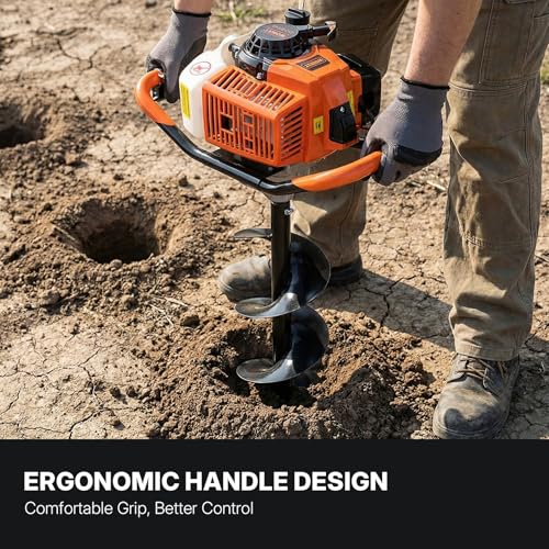 WORKIT 72CC Post Hole Digger, Auger Post Hole Digger Easy Start, 2-Cycle Xtreme Engine, Gas Powered Earth Auger with 6"+8" Auger Drill Bit, 20"+30" Extension Rods, EPA Certification - size: 72cc+2 bit(6"+8")+2 Ext(20"+30")
