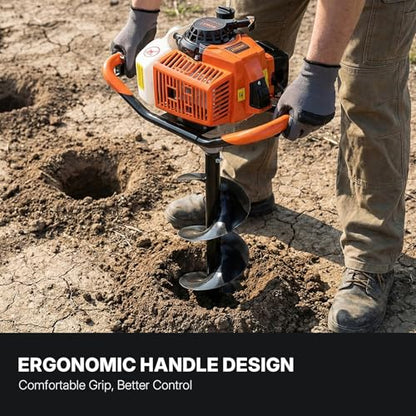 WORKIT 72CC Post Hole Digger, Auger Post Hole Digger Easy Start, 2-Cycle Xtreme Engine, Gas Powered Earth Auger with 4"+6"+12" Auger Drill Bit, 20"+30" Extension Rods, EPA Certification - size: 72cc+3 bit(4"+6"+12")+2 Ext(20"+30")