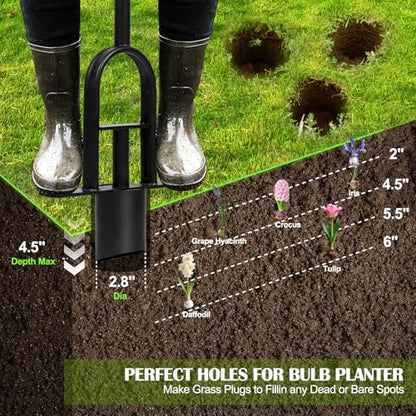Bulb Planter Tool 34 Inch Standing, No Bend Long Handle