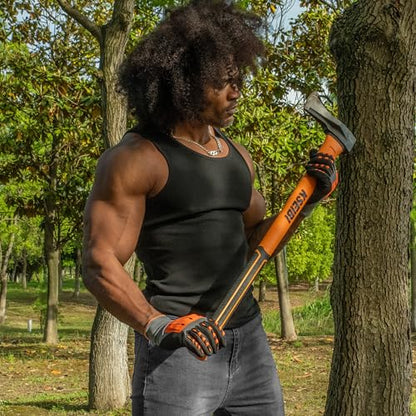 KSEIBI 36-Inch Splitting Axe - Forged Carbon Steel, Wood Splitter & Kindling Axe for Chopping, Heavy-Duty Maul with Ergonomic Fiberglass Handle, Shock Reduction, Anti-Slip Grip - style: 36-inch Splitting Axe