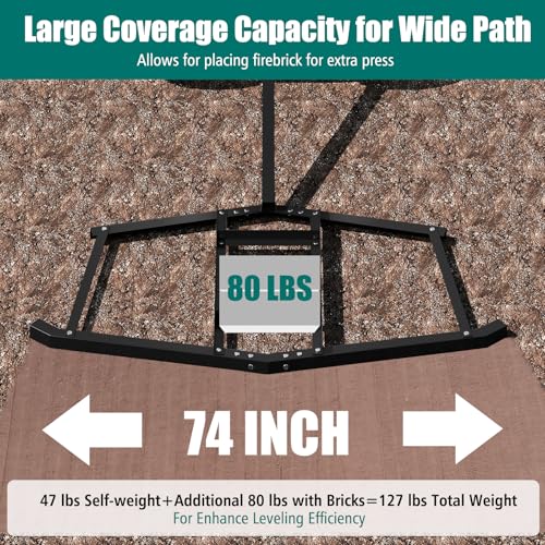 DREAMADE 74" Driveway Drag Harrow, Tow Behind Landscape Harrow - size: 74"